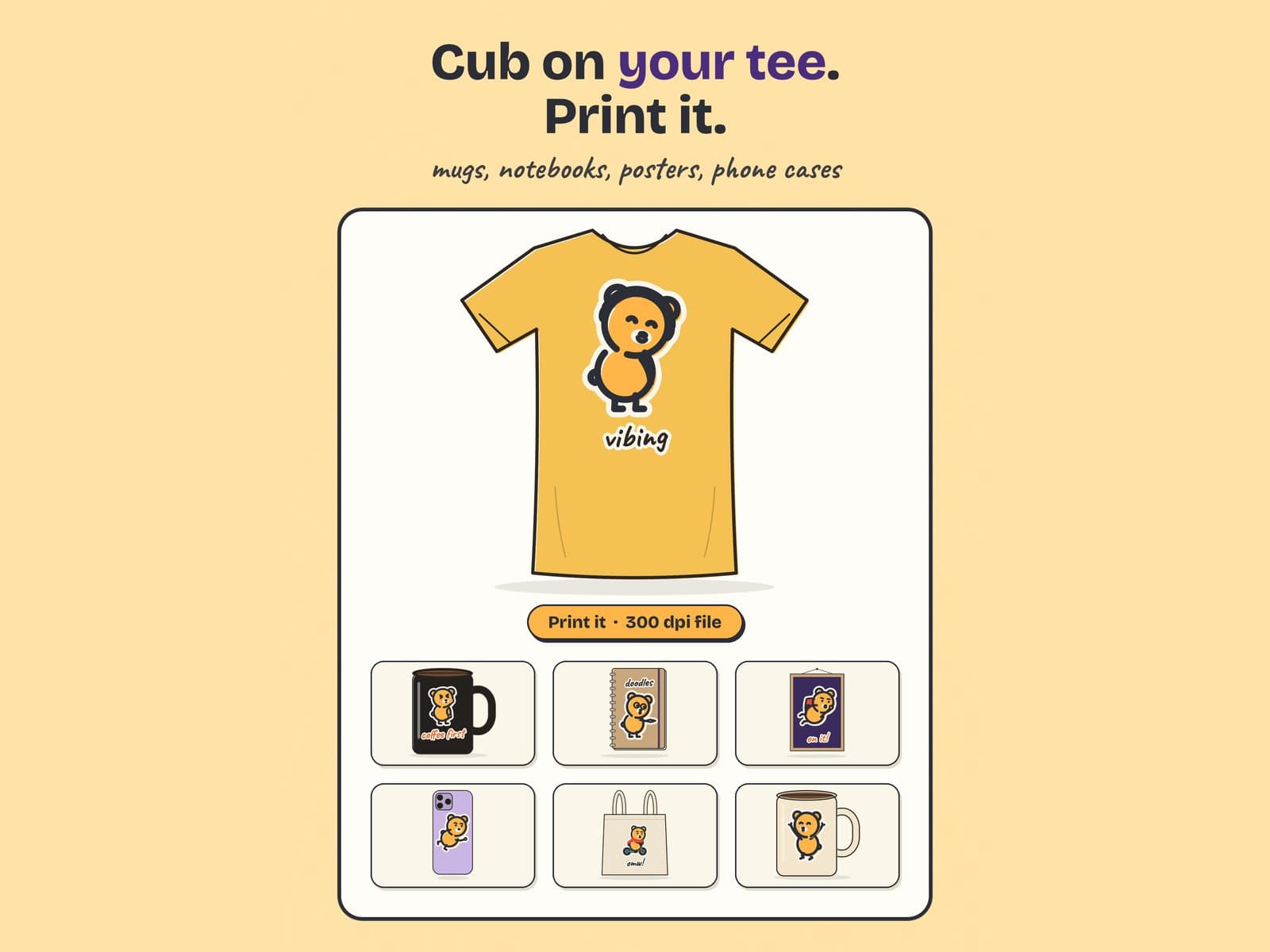 Deco Studio in Cub Stickers: Cub on your tee. Print it.