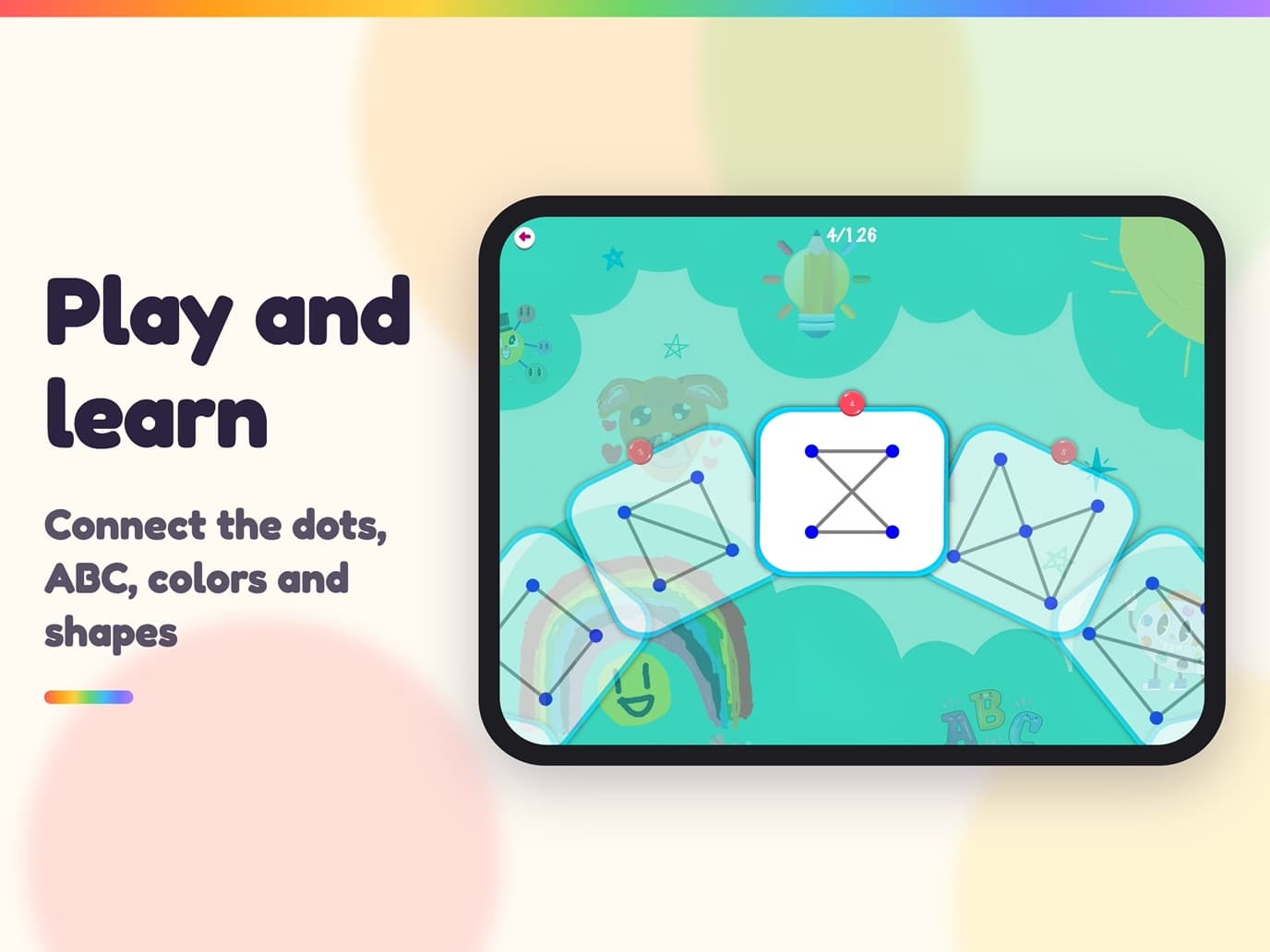 A connect-the-dots level, about half of the dots joined.