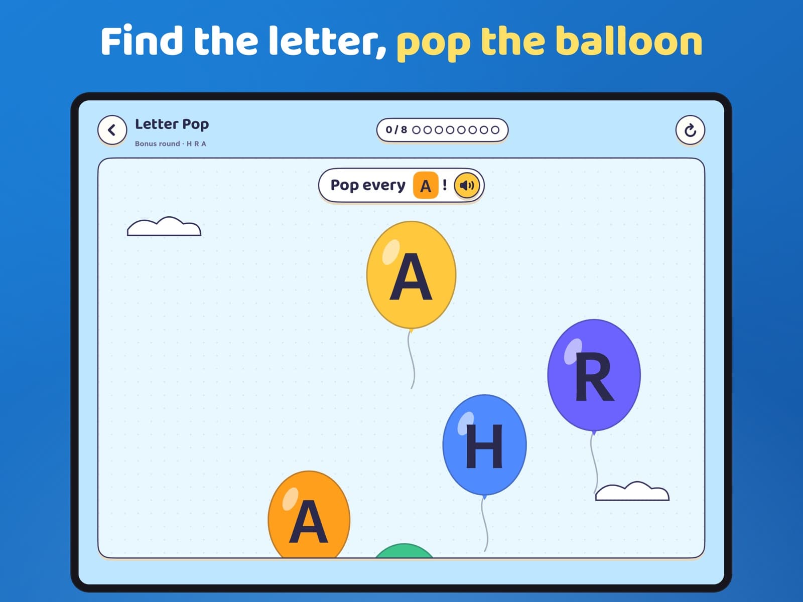 Letter Pop in Moji Pals